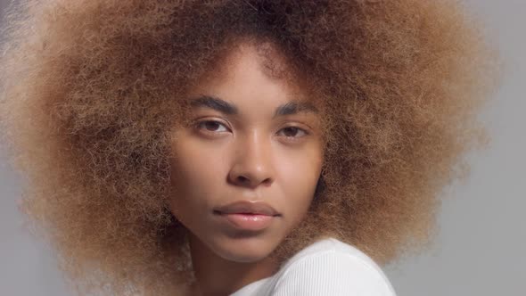 Closeup Portrait of Mixed Race Black Woman Watching To the Camera