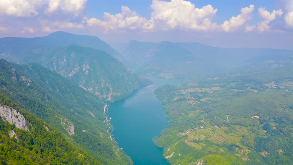 Amazing Aerial View of National Park Tara Zaovine and Perucac Lake and Canyon of Drina River in alt