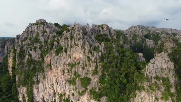 Aerial view of Limestone mountains by drone