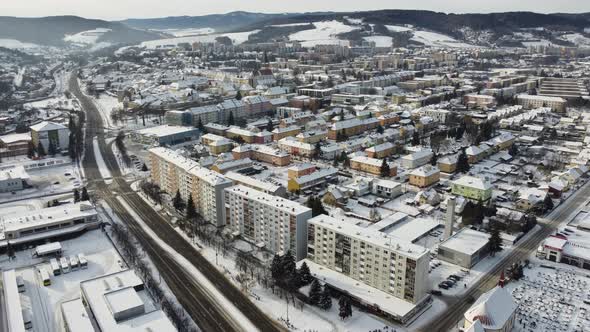 Aerial Drone Footage Flying Overlooking Housing Estates Public Parks and Commercial Properties in a