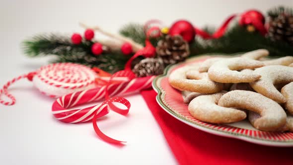 Christmas and New Year Symbols and Attributes of Winter Holidays  Candy Cookies Pine Cone alt