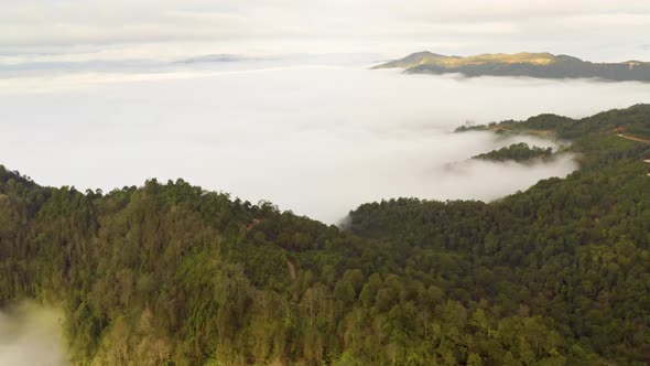 Aerial of the rice fields and villages of Yuanyang County China alt