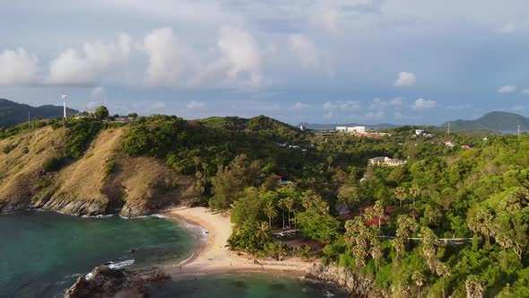 Small Tropical Beach with Rocky Point Aerial alt