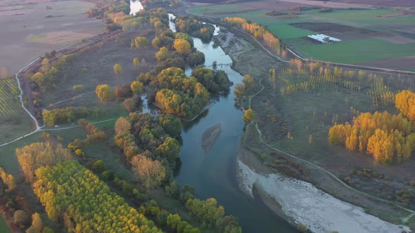 Flight Over Maritsa River In Bulgaria In Autumn Season alt