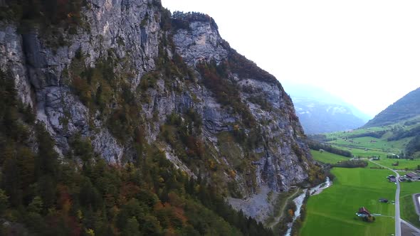 Aerial video of the Swiss alps from the Klausenpass, Switzerland alt