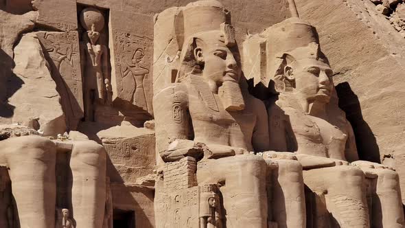 Aswan, Egypt : Great Abu Simbel temple of Pharaoh Ramses II in southern Egypt in Nubia next to Lake alt