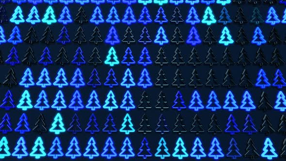 Christmas Card with Blue Garland Light Bulbs in Form of Christmas Tree on Plane alt