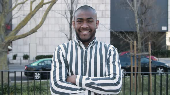 Front View of Handsome African American Man Looking at Camera alt