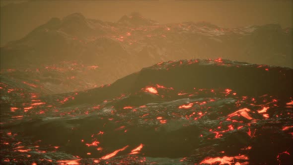 Lava Fields and Hills at Active Volcano alt