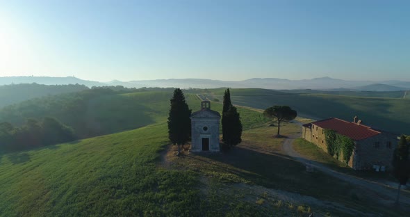 Aerial View of Colored Countryside in Tuscany alt