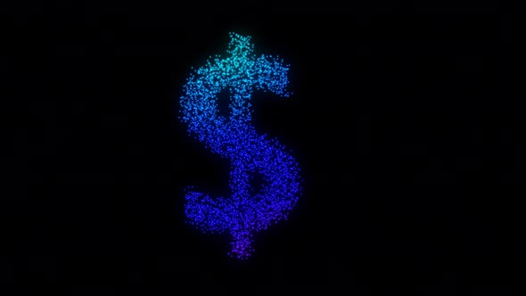 dollar sign glowing particle