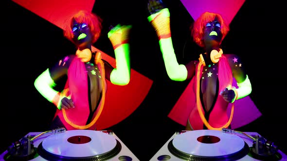 Female Djing in Glow UV Costume alt
