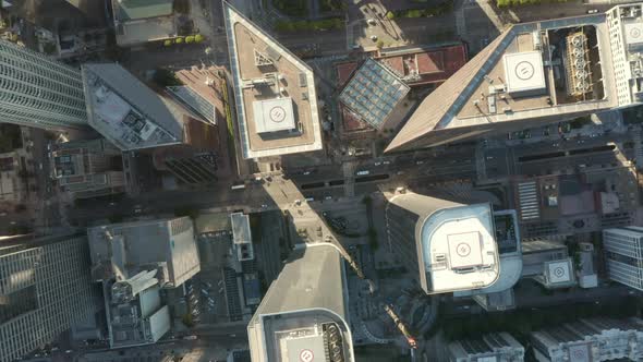 AERIAL Slow Uplifting Birds Eye View Flight Over Downtown Los Angeles California Grand Avenue in alt