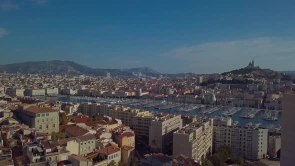 Marseille Aerial View of City in France Old Port of Marseille alt