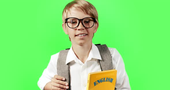 Boy Holding English Book Cromakey