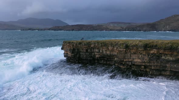 Huge Waves Breaking at Muckross Head - A Small Peninsula West of Killybegs, County Donegal, Ireland alt