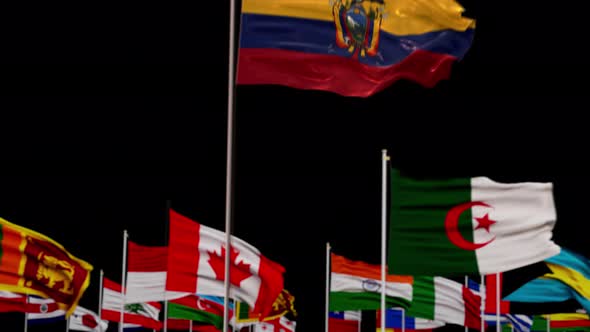 Ecuador Flag With World Flags In Alpha Channel
