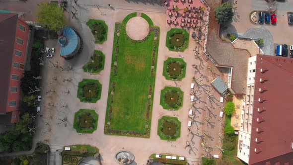 Beautiful top view of the park and the central, historical part of Bad Durkheim. alt