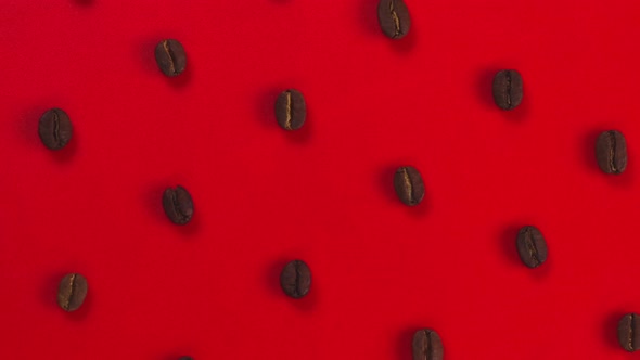 Red Rotating Background with Coffee Beans