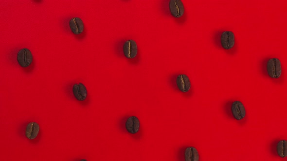 Red Rotating Background with Coffee Beans alt