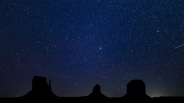 Milky Way Galaxy Rise Time Lapse Stars Over Monument Valley Mountains alt