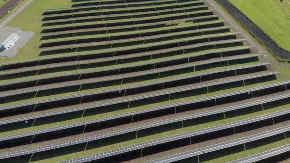 Ecology Solar Power Station Panels in the Green Fields Green