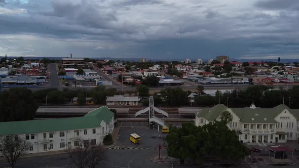 Early morning with stunning cloudy sky over the Windhoek city, Namibia alt