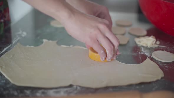 Women's Hands Bakers Making Rolls at Bakery alt