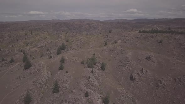 Areal footage of arid landscape