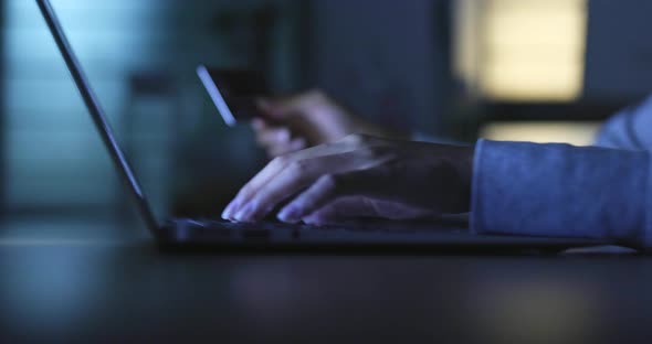 Online shopping with credit card and laptop computer  alt