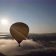 Colourful Red Blue Yellow Colours Hot Air Baloons Aerial Drone Flight Over Beautiful Autumn Forrest
