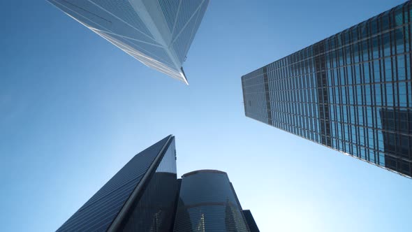 High Rise Buildings with Modern Architecture in Large City Metropolis POV alt