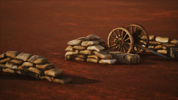 Gun Behind Sandbags During the U.S. Civil War alt