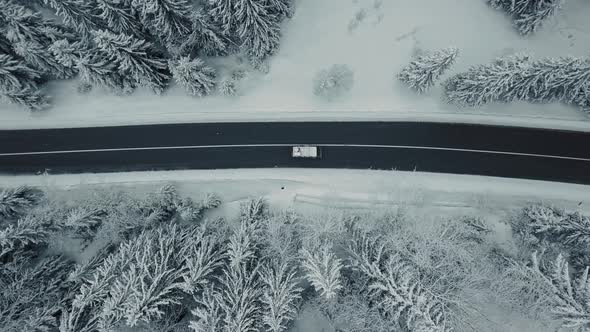 Aerial Winter Landscape with Mountain Road alt