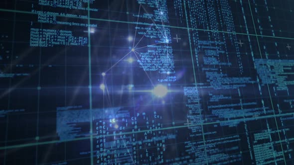 Animation of data connections and binary codes in motion  alt