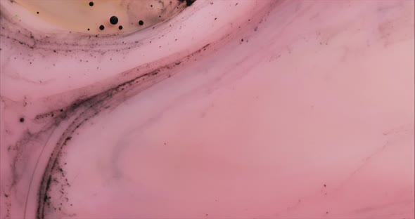 Amazing Multicolored Pink Bubbles of Paint on the Oil Surface alt