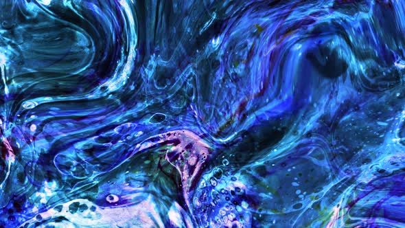 Abstract Blue Color Background Water Paint Marble Liquid Animation
