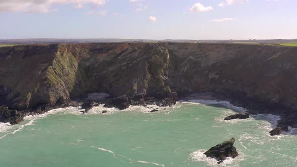 Godrevy Heritage Coast in Cornwall UK Aerial View alt