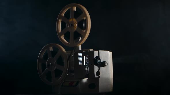 Closeup of a Vintage Movie Projector. Projection Rays in Move, Stock ...