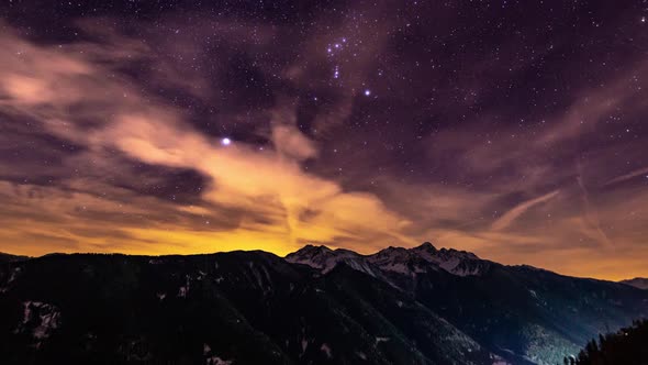4K Timelapse Orion Constellation The Alps South Tyrol alt