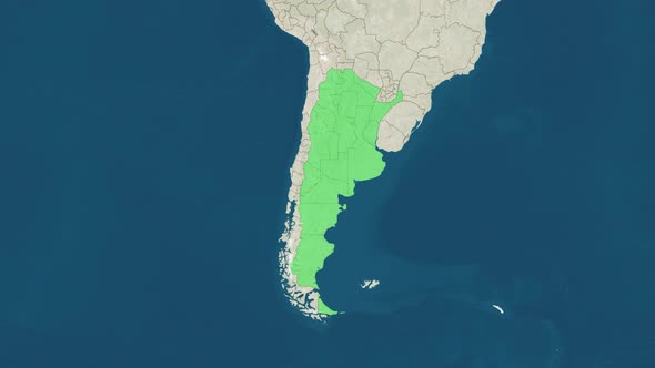 Zoom in to the Map of Argentina with Text Textless and with Flag