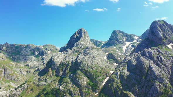 Aerial View Prokletije Mountains in Grebaje Valley Montenegro alt
