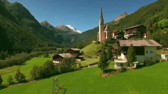 Church of St Vincent in the Alps, aerial footage