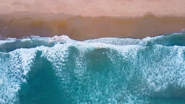 op down view beach and sea. Aerial view of drone. alt