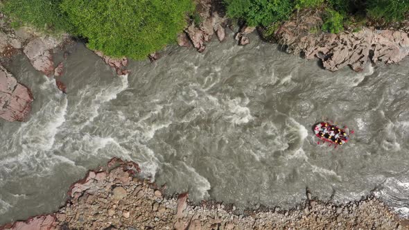 Rafting Boat on Beautiful Mountain River alt