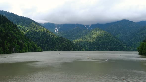 Amazing Panoramic View of Riza Lake in Abkhazia alt