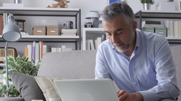 Businessman working at home