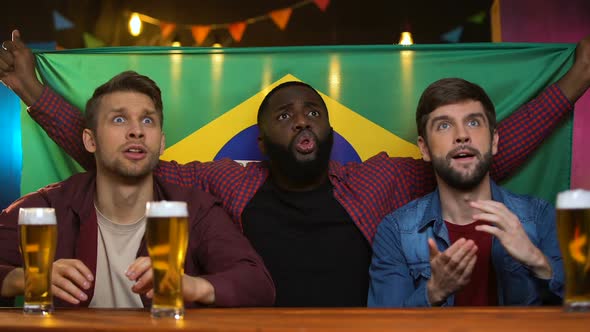 Brazilian Multiethnic Men Disappointed With Favorite Football Team Losing Game alt