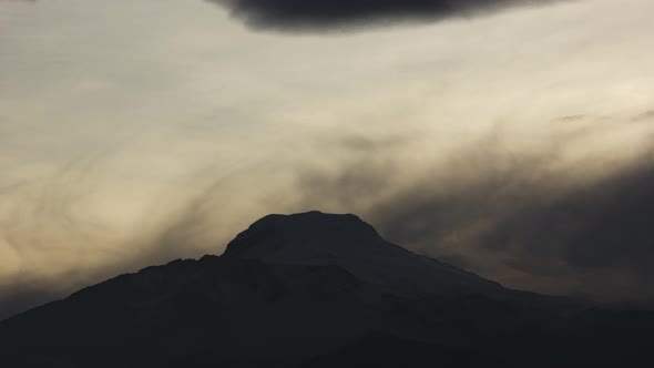 Cayambe, Ecuador, Timelapse - The Cayambe volcano during the sunrise with the sun alt