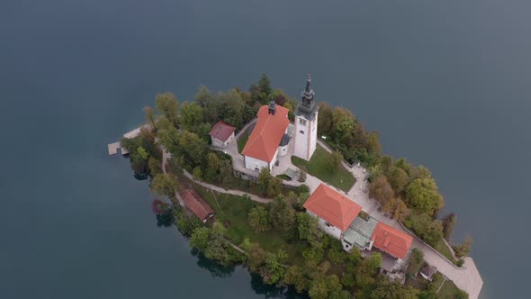 Lake Bled and the Church island, Aerial footage